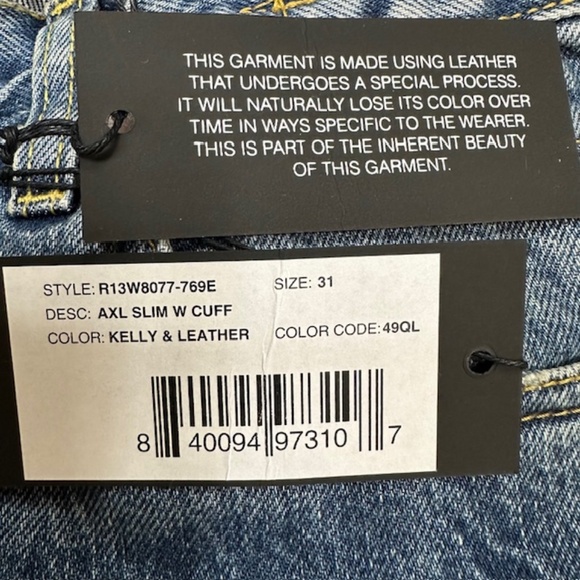 R13 Axl Leather Cuff Straight Leg Jeans Size 31🌸 - Picture 11 of 15